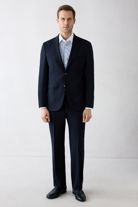 Dark Navy 4-Drop Relaxed Fit Shawl Lapel Stretch Suit