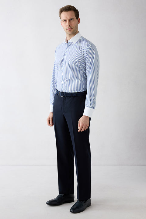 Dark Navy 4-Drop Relaxed Fit Shawl Lapel Stretch Suit