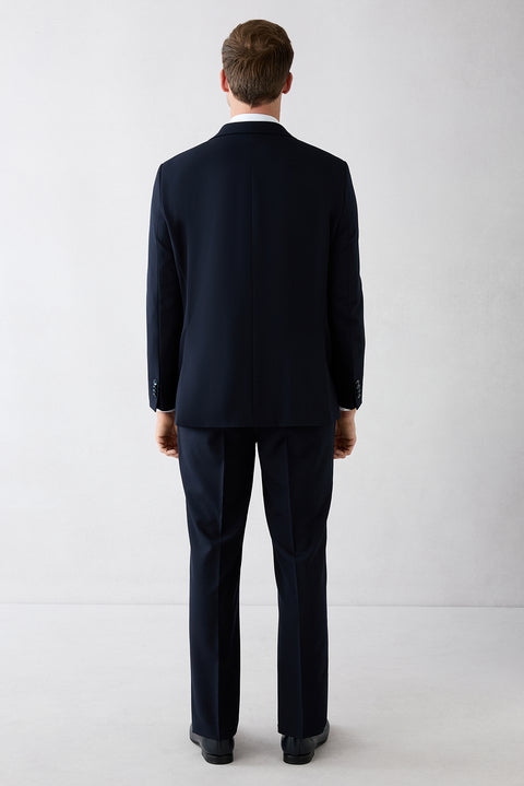 Dark Navy 4-Drop Relaxed Fit Shawl Lapel Stretch Suit