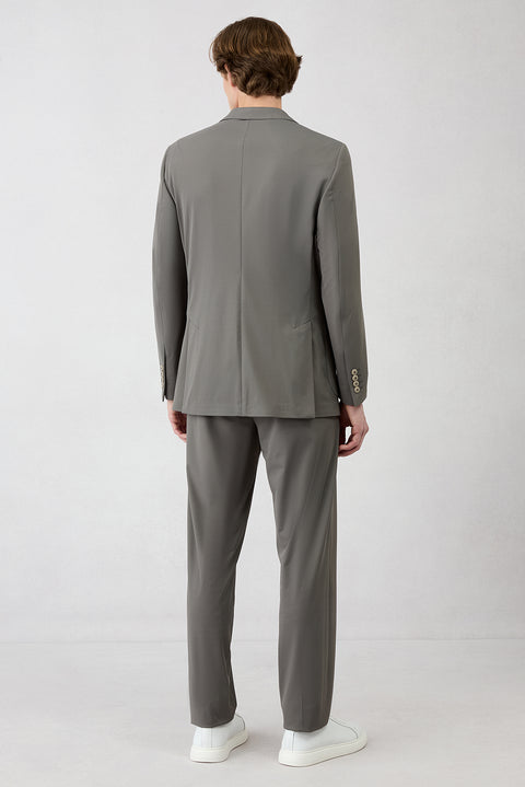 Açık Füme Techno-Line 7 Drop Super Slim Fit Eksra Dar Kesim Beli Lastikli Esnek Çantalı Takım Elbise