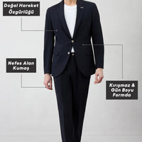 Dark Navy Techno-Line 6 Drop Regular Fit Standard Cut Flexible Bagged Classic Suit