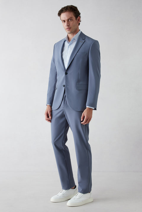 Dark Blue Techno-Line 6 Drop Regular Fit Standard Cut Flexible Bagged Classic Suit