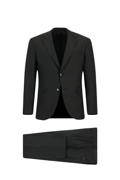 Dark Gray 6 Drop Regular Fit Standard Cut Wool Traveller Suit with Bag