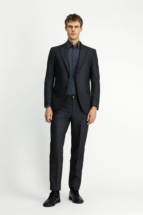 Dark Gray 6 Drop Regular Fit Standard Cut Wool Traveller Suit with Bag