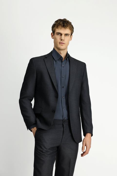 Dark Gray 6 Drop Regular Fit Standard Cut Wool Traveller Suit with Bag