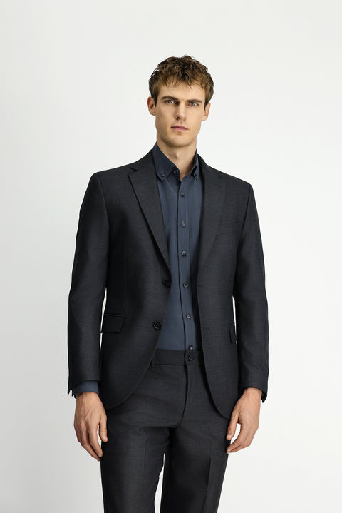 Dark Gray 6 Drop Regular Fit Standard Cut Wool Traveller Suit with Bag