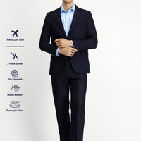 Dark Navy 6 Drop Regular Fit Standard Cut Wool Traveller Suit with Bag