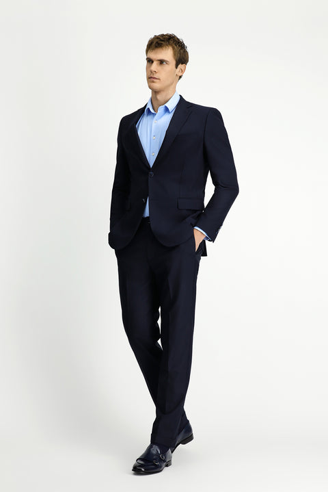 Dark Navy 6 Drop Regular Fit Standard Cut Wool Traveller Suit with Bag