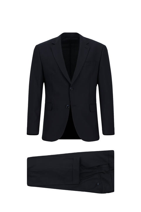 Dark Navy 6 Drop Regular Fit Standard Cut Wool Traveller Suit with Bag