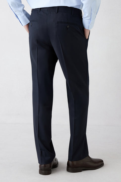 Mid Navy 4 Drop Relaxed Fit Wool Striped Notch Lapel Suit