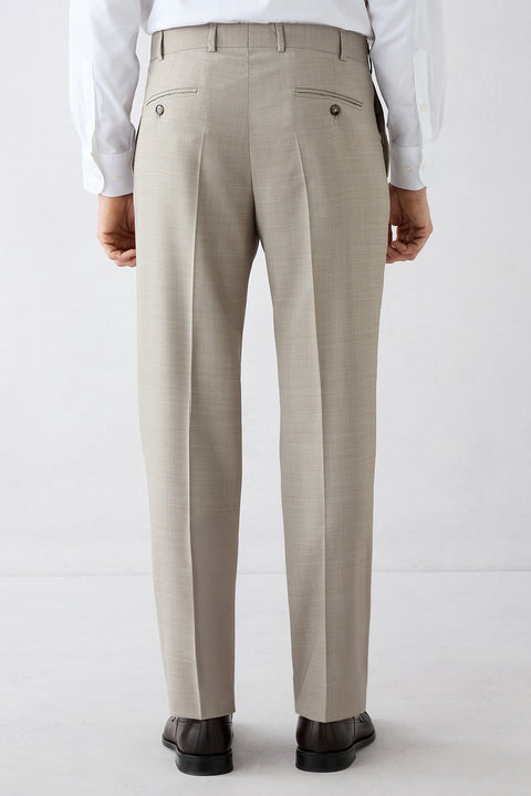 Light Beige 7-Drop Slim Fit Peak Lapel Wool Blend Double-Breasted Suit