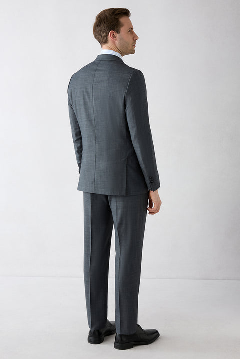 Medium Anthracite 6 Drop Regular Fit Standard Cut Pointed Collar Wool Double-Breasted Suit