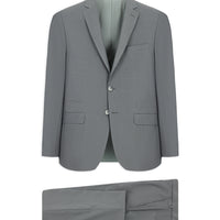 Medium Grey 7 Drop Super Slim Fit Extra Narrow Cut Mono-Neck Zipper Detail Striped Wool Suit