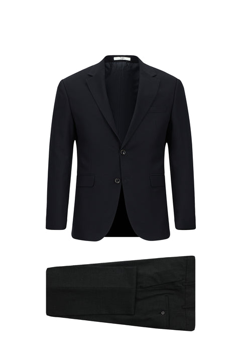 Black and Navy Blue 7 Drop Slim Fit Narrow Cut Mono-Neck Patterned Combination Suit