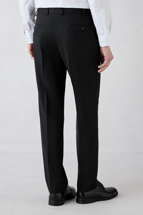 Siyah 7 Drop Super Slim Fit Eksra Dar Kesim Mono Yaka Yünlü Takım Elbise