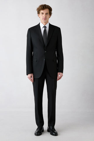  Siyah 8 Drop Long Slim Fit Uzun Dar Kesim Mono Yaka Takım Elbise