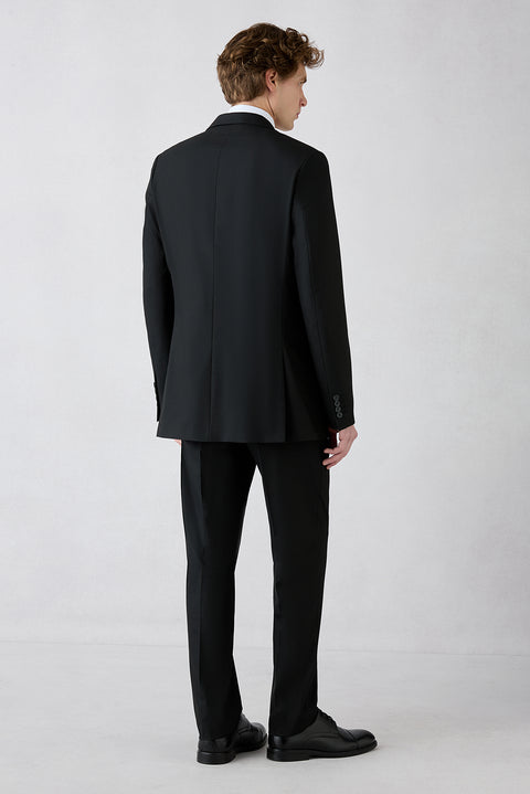 Black 8 Drop Long Slim Fit Shawl Lapel Suit