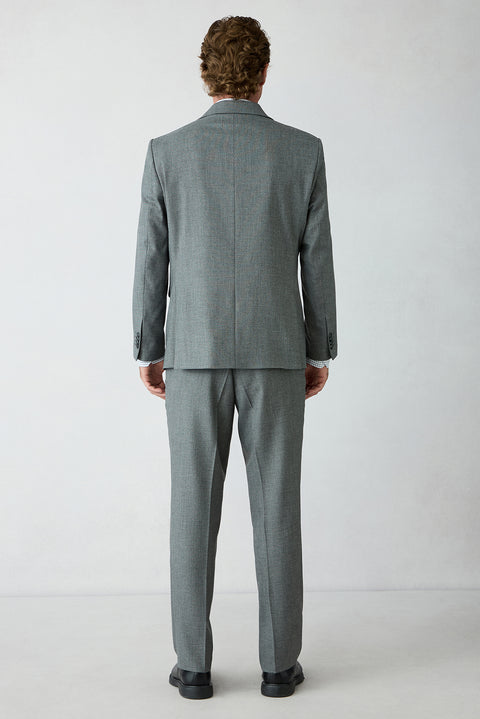 Medium Smoke 4 Drop Relaxed Fit Peak Lapel Wool Plain Suit
