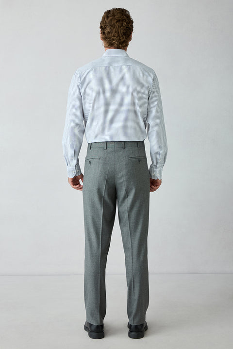 Medium Smoke 4 Drop Relaxed Fit Peak Lapel Wool Plain Suit