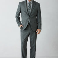 Dark Anthracite 4-Drop Relaxed Fit Notch Lapel Wool Plain Suit