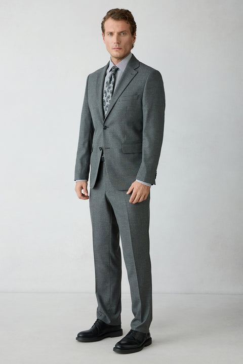 Dark Anthracite 4-Drop Relaxed Fit Notch Lapel Wool Plain Suit