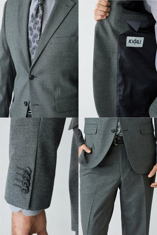  Koyu Füme 4 Drop Relaxed Fit Mono Yaka Yünlü Düz Takım Elbise