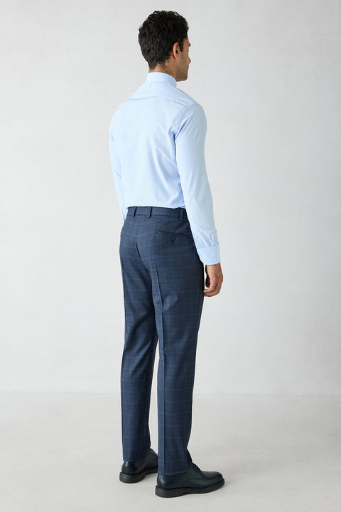 Mid Navy 6 Drop Regular Fit Peak Lapel Tie-Waist Wool Suit