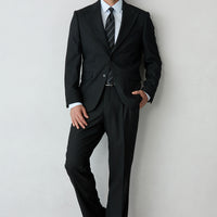 Medium Anthracite 4-Drop Relaxed Fit Pointed Collar Armure Wool Suit with Elasticated Waist