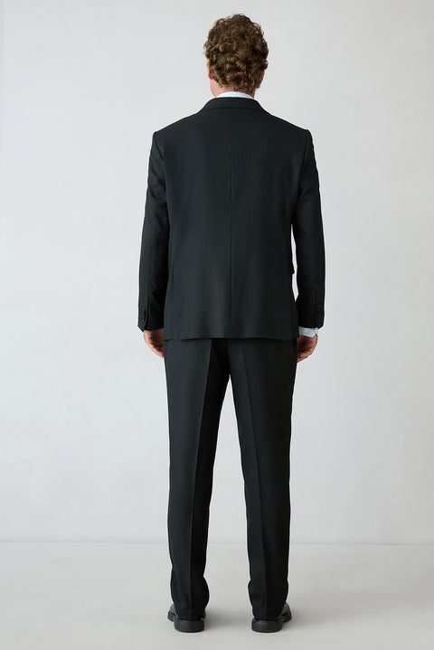 Medium Anthracite 4-Drop Relaxed Fit Pointed Collar Armure Wool Suit with Elasticated Waist