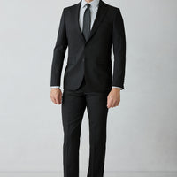 Black 6-Drop Regular Fit Notch Lapel Striped Wool Suit