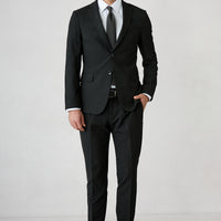 Siyah 7 Drop Super Slim Fit Eksra Dar Kesim Desenli Mono Yaka Likralı Takım Elbise