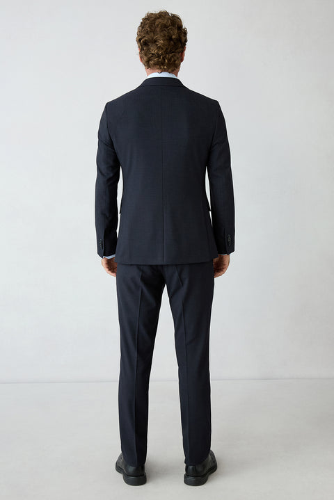 Dark Navy 7-Drop Super Slim Fit Textured Notch Lapel Classic Suit