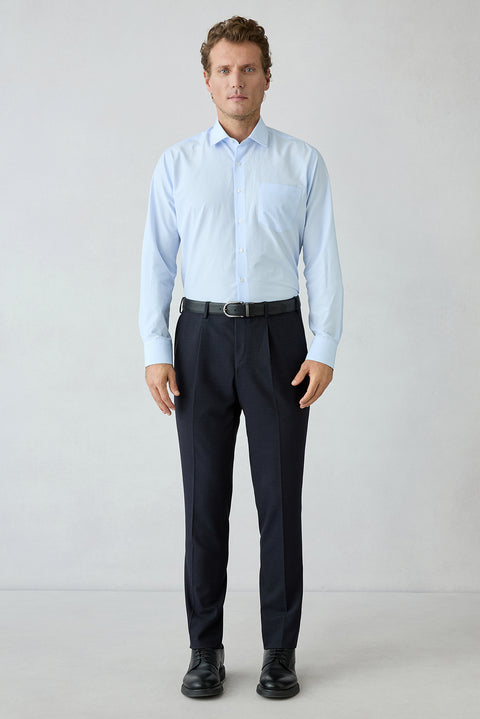 Dark Navy 7-Drop Super Slim Fit Textured Notch Lapel Classic Suit