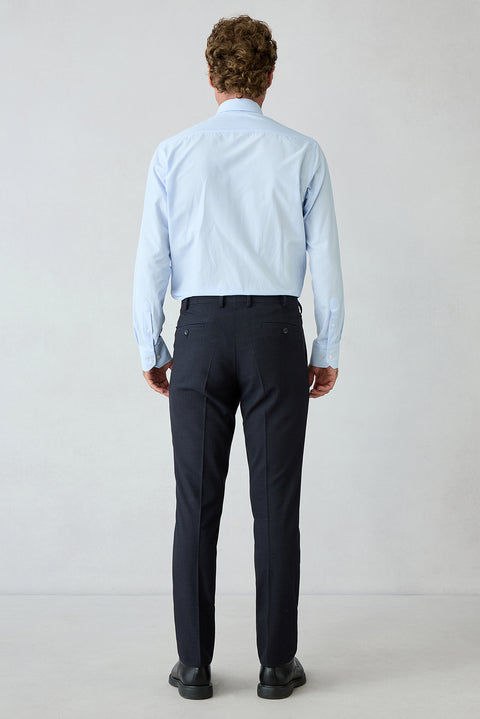 Dark Navy 7-Drop Super Slim Fit Textured Notch Lapel Classic Suit