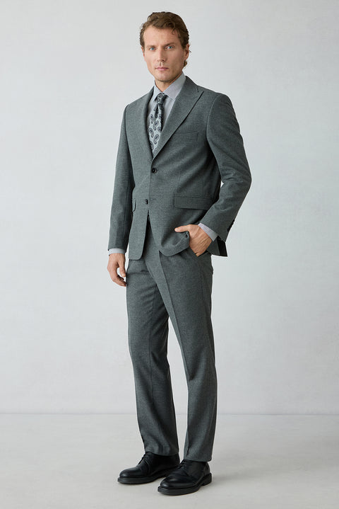 Dark Anthracite 4 Drop Relaxed Fit Peak Lapel Striped Classic Suit
