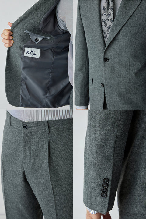 Dark Anthracite 4 Drop Relaxed Fit Peak Lapel Striped Classic Suit