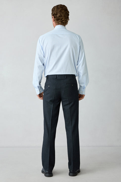 Koyu Lacivert 4 Drop Relaxed Fit Rahat Kesim Çizgili Sivri Yaka Takım Elbise