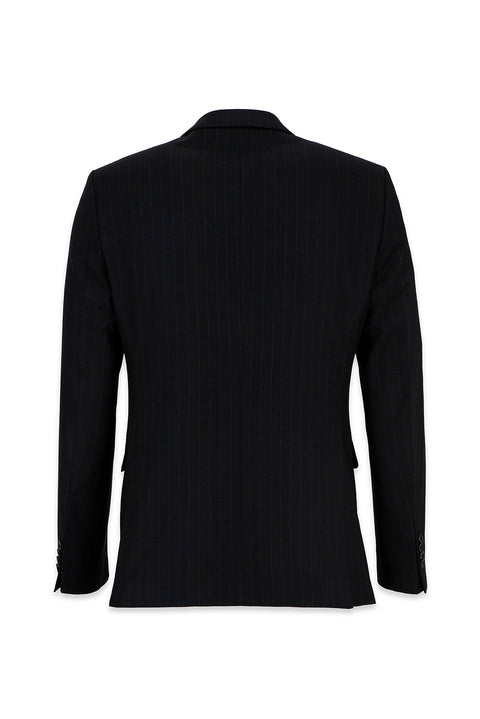 Black 6 Drop Regular Fit Standard Cut Peak Lapel Striped Double-Breasted Suit