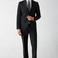 Siyah 7 Drop Slim Fit Dar Kesim Mono Yaka Likralı Düz Takım Elbise