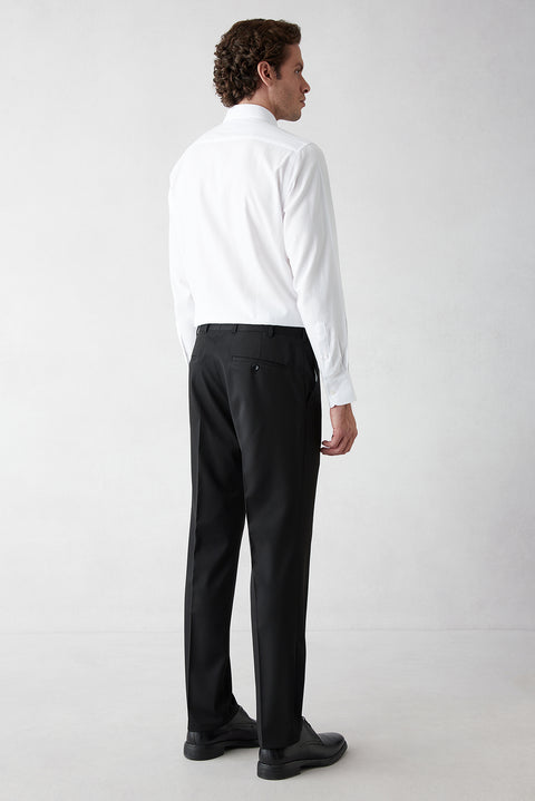 Siyah 7 Drop Slim Fit Dar Kesim Mono Yaka Likralı Düz Takım Elbise