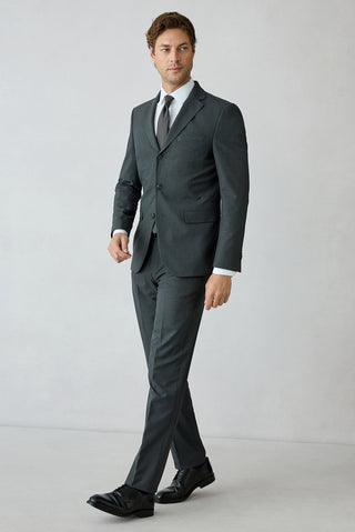  Koyu Füme 6 Drop Regular Fit Mono Yaka Çizgili Takım Elbise
