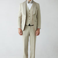 Light Beige 4-Drop Relaxed Fit Tuxedo & Groom Suit