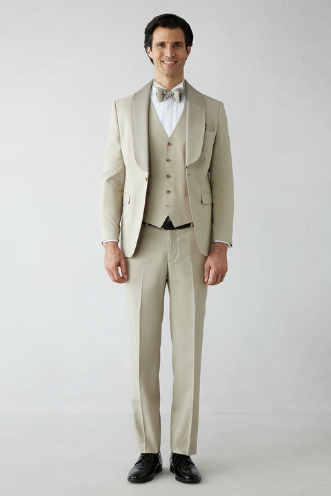 Light Beige 4-Drop Relaxed Fit Tuxedo & Groom Suit