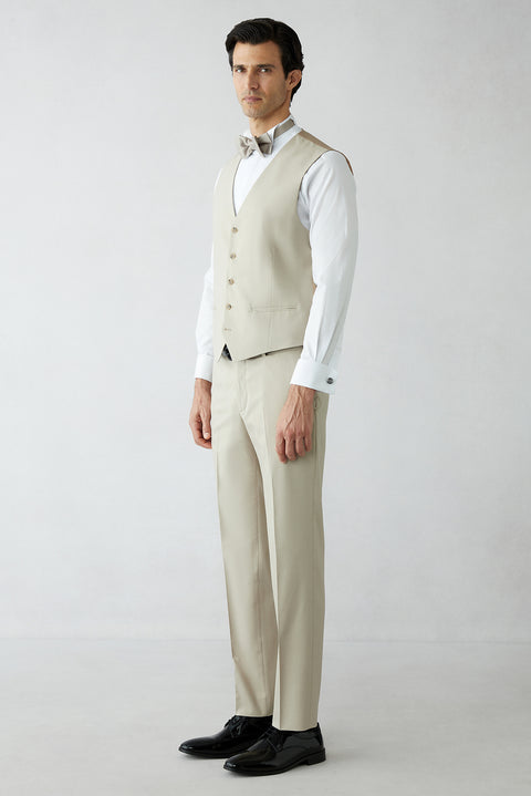 Light Beige 4-Drop Relaxed Fit Tuxedo & Groom Suit
