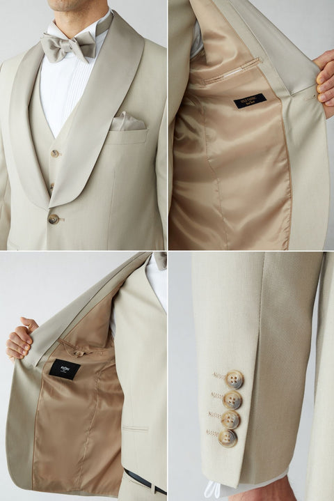 Light Beige 7 Drop Slim Fit Tuxedo & Groom Suit