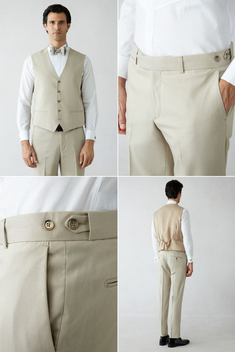 Light Beige 7 Drop Slim Fit Tuxedo & Groom Suit