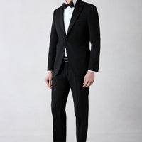 Siyah 7 Drop Slim Fit Dar Kesim Şal Yaka Desenli Smokin & Damatlık