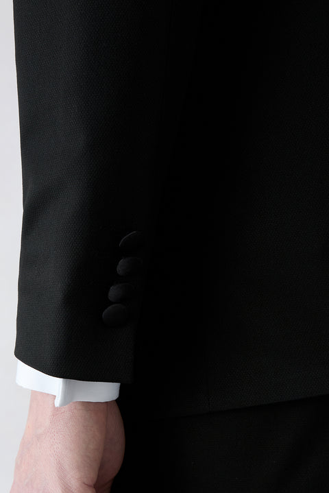 Siyah 7 Drop Slim Fit Dar Kesim Şal Yaka Desenli Smokin & Damatlık