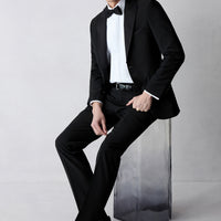 Black 7 Drop Slim Fit Narrow Cut Shawl Collar Wool Tuxedo & Groom Suit