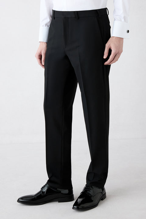 Siyah 7 Drop Slim Fit Dar Kesim Mono Yaka Smokin & Damatlık